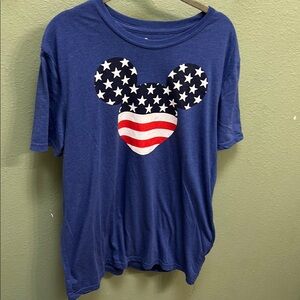 Disney Blue and Red Mickey Mouse Americana Tee Short Sleeve